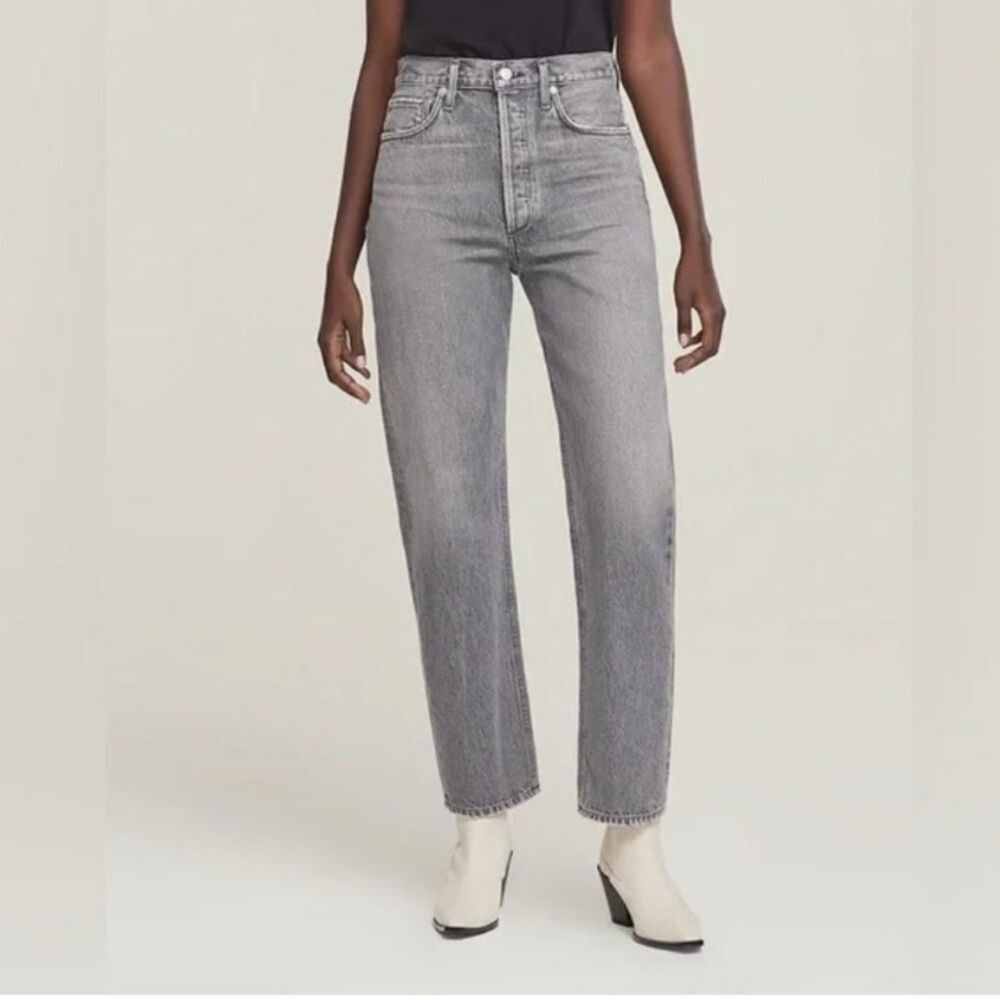 Agolde Women 90’s pinch waist straight leg Relaxed Fit Jeans Light Gray 33 EUC!